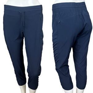 Athleta Navy Blue Cropped Drawstring Waist Casual Pants Size 2